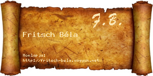 Fritsch Béla névjegykártya